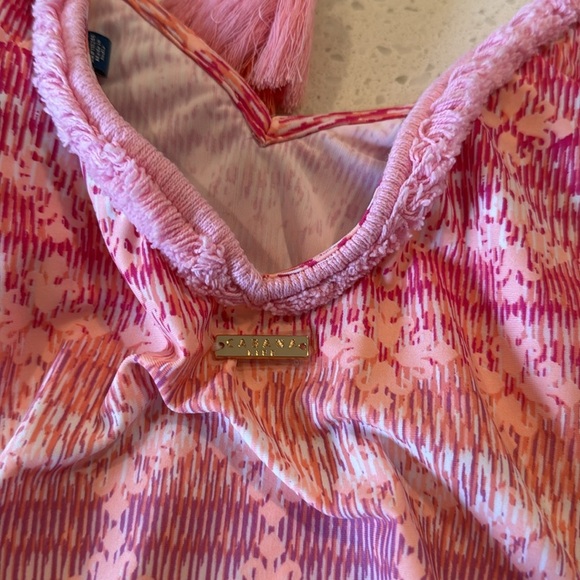 Cabana Life Sleeveless Pink Lavender UPF Tie Tassel Print Swim Cover Up Dress - Picture 13 of 16